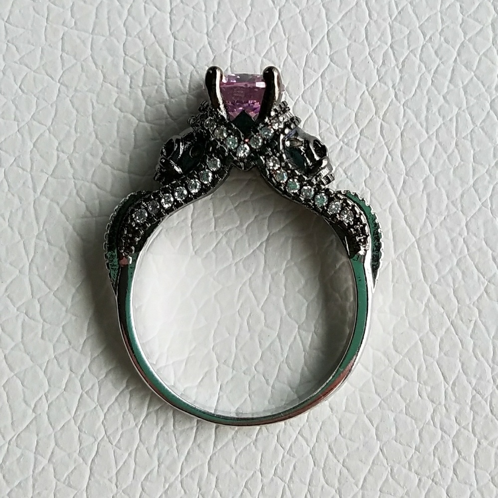 Skull ring, black ring, pink skull ring, - Picture 2 of 5
